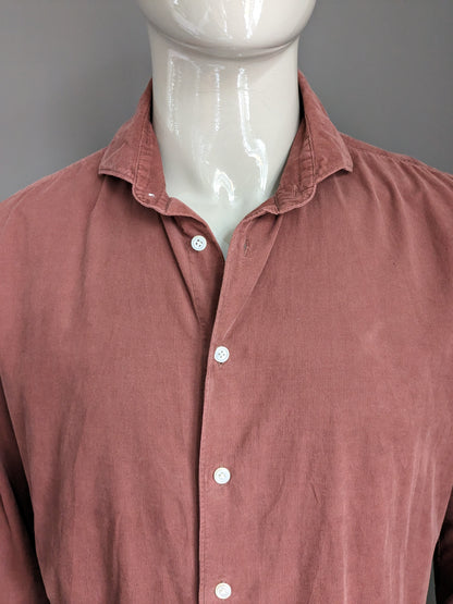Vintage Profuomo Rippenhemd. Schöne Rippe. Braun gefärbt. Größe XL.