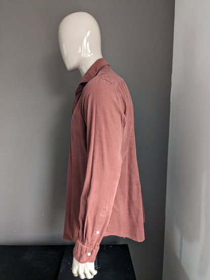 Vintage Profuomo Rippenhemd. Schöne Rippe. Braun gefärbt. Größe XL.