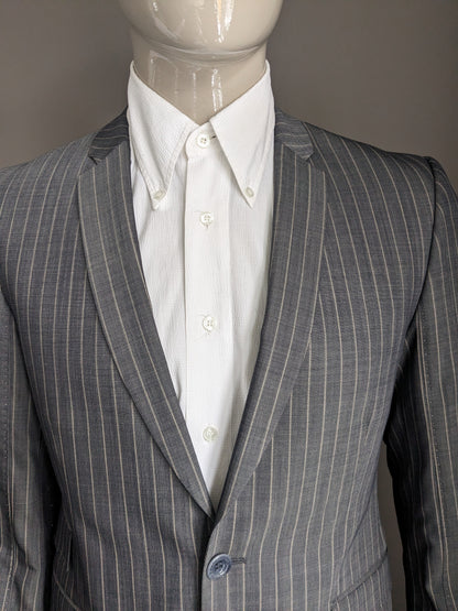 Veste en laine Hans Ubbink. Gris Beige rayé. Taille 52/L.