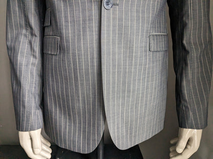Veste en laine Hans Ubbink. Gris Beige rayé. Taille 52/L.