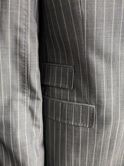 Veste en laine Hans Ubbink. Gris Beige rayé. Taille 52/L.
