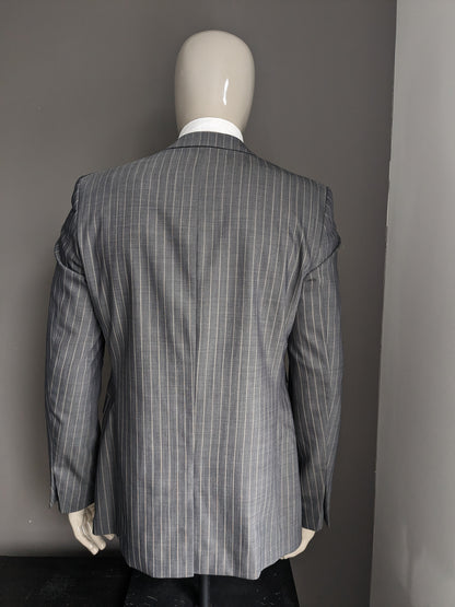 Veste en laine Hans Ubbink. Gris Beige rayé. Taille 52/L.