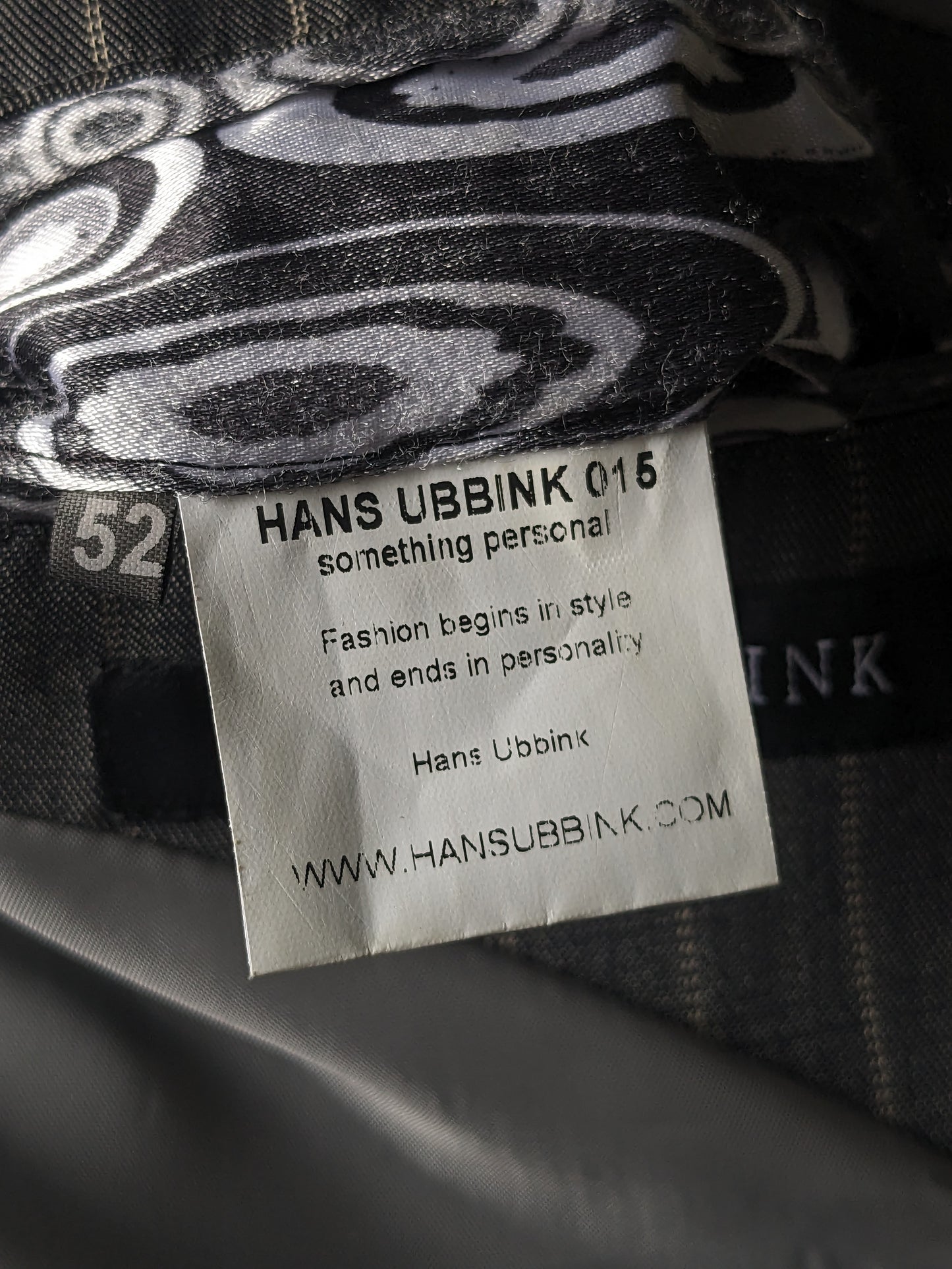 Veste en laine Hans Ubbink. Gris Beige rayé. Taille 52/L.
