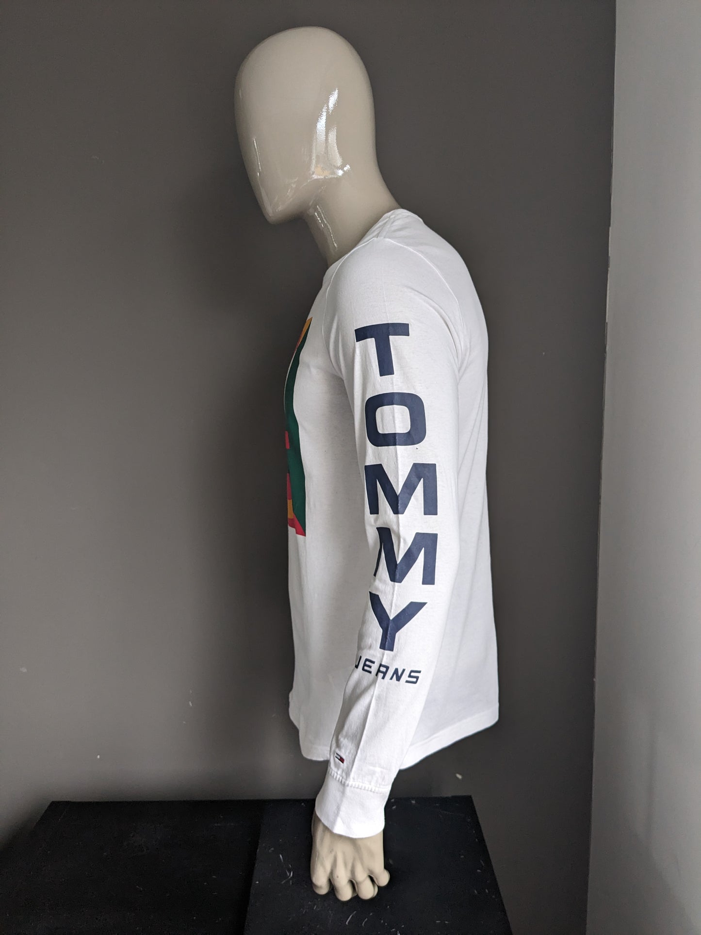Tommy jeans longsleeve. Bianco con stampa. Taglia M.