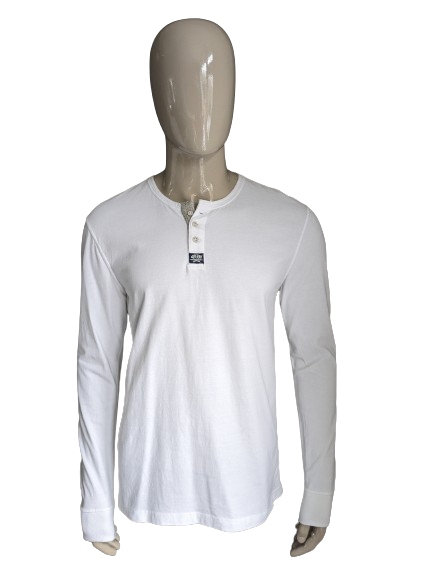 Superdry Longsleeve with buttons. White. Size L / XL.