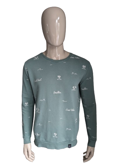 Cultivez le pull. De couleur blanc vert. Taille L.