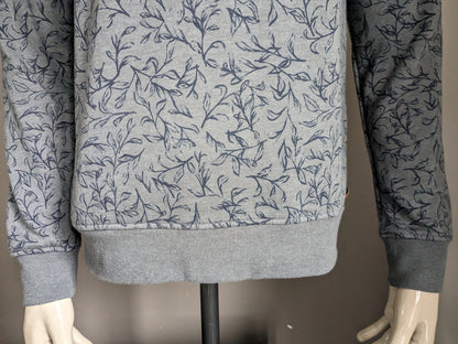 Pull pilote. Motif Feuille Gris Bleu. Taille M.