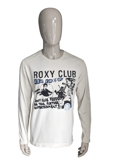 Lee Cooper "Roxy Club" Longsleeve. Beige con stampa. Taglia XL.