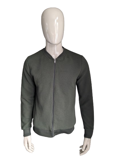 WE Fashion vest. Donker Groen voelbaar motief. Maat L.
