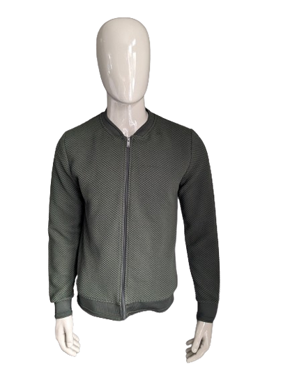 WE Fashion vest. Donker Groen voelbaar motief. Maat L.
