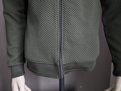 WE Fashion vest. Donker Groen voelbaar motief. Maat L.