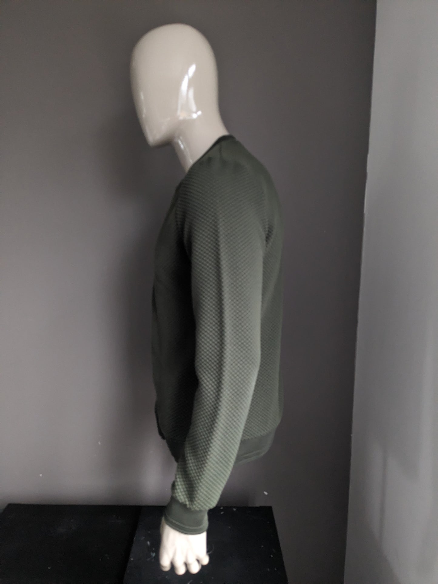 WE Fashion vest. Donker Groen voelbaar motief. Maat L.