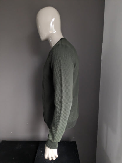 WE Fashion vest. Donker Groen voelbaar motief. Maat L.