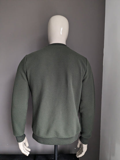 WE Fashion vest. Donker Groen voelbaar motief. Maat L.