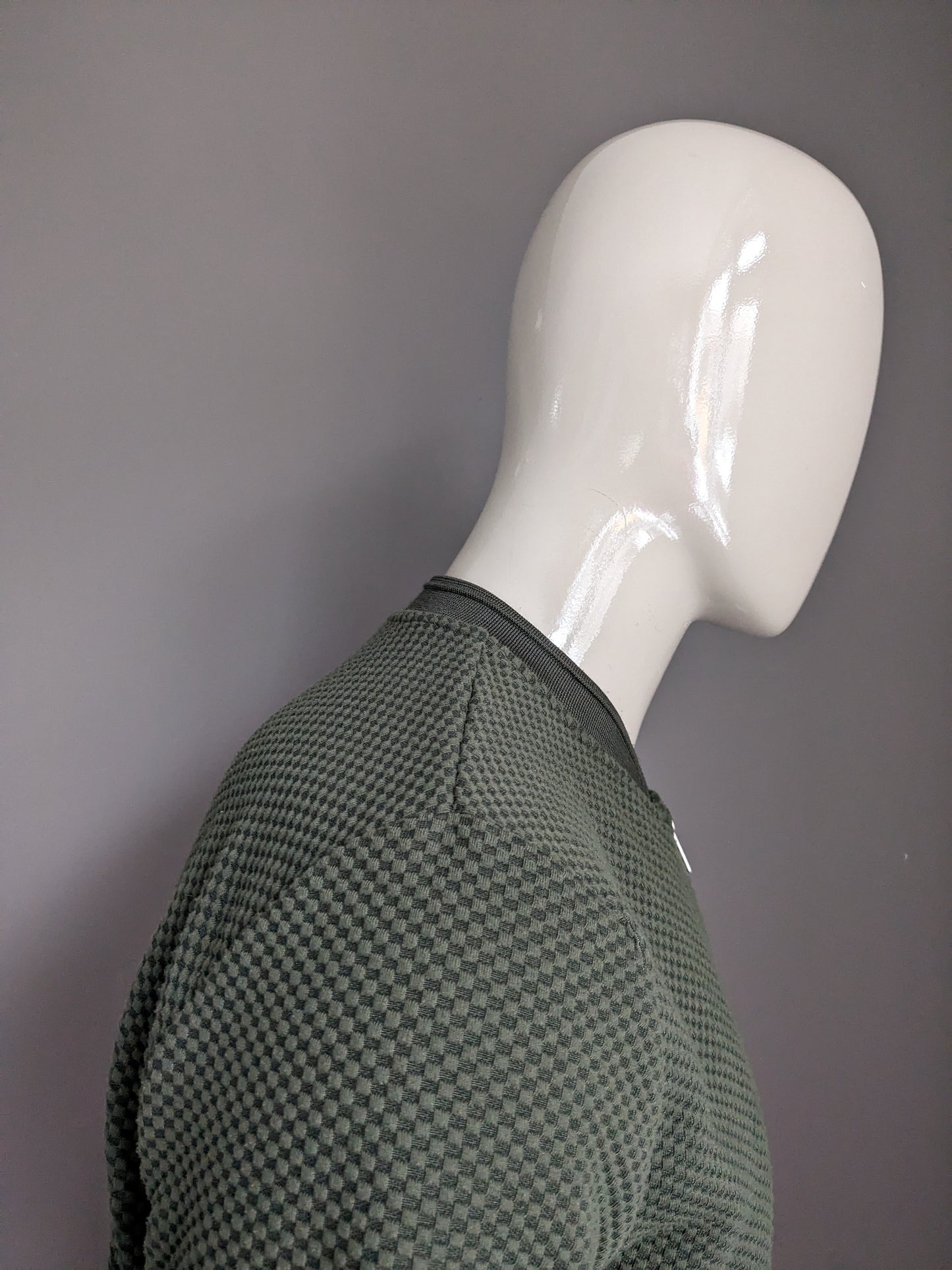 WE Fashion vest. Donker Groen voelbaar motief. Maat L.