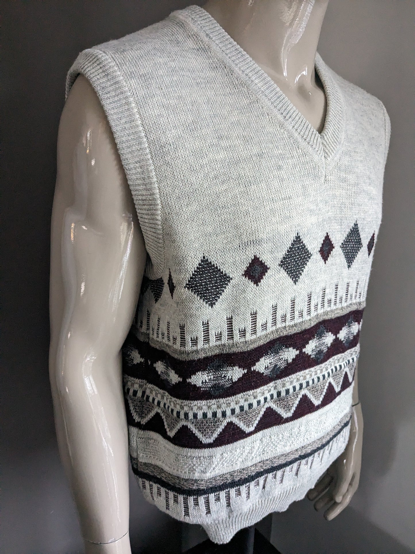 Vintage Canda Wool Spencer. Coloré gris violet beige. Taille M. 30% de laine.