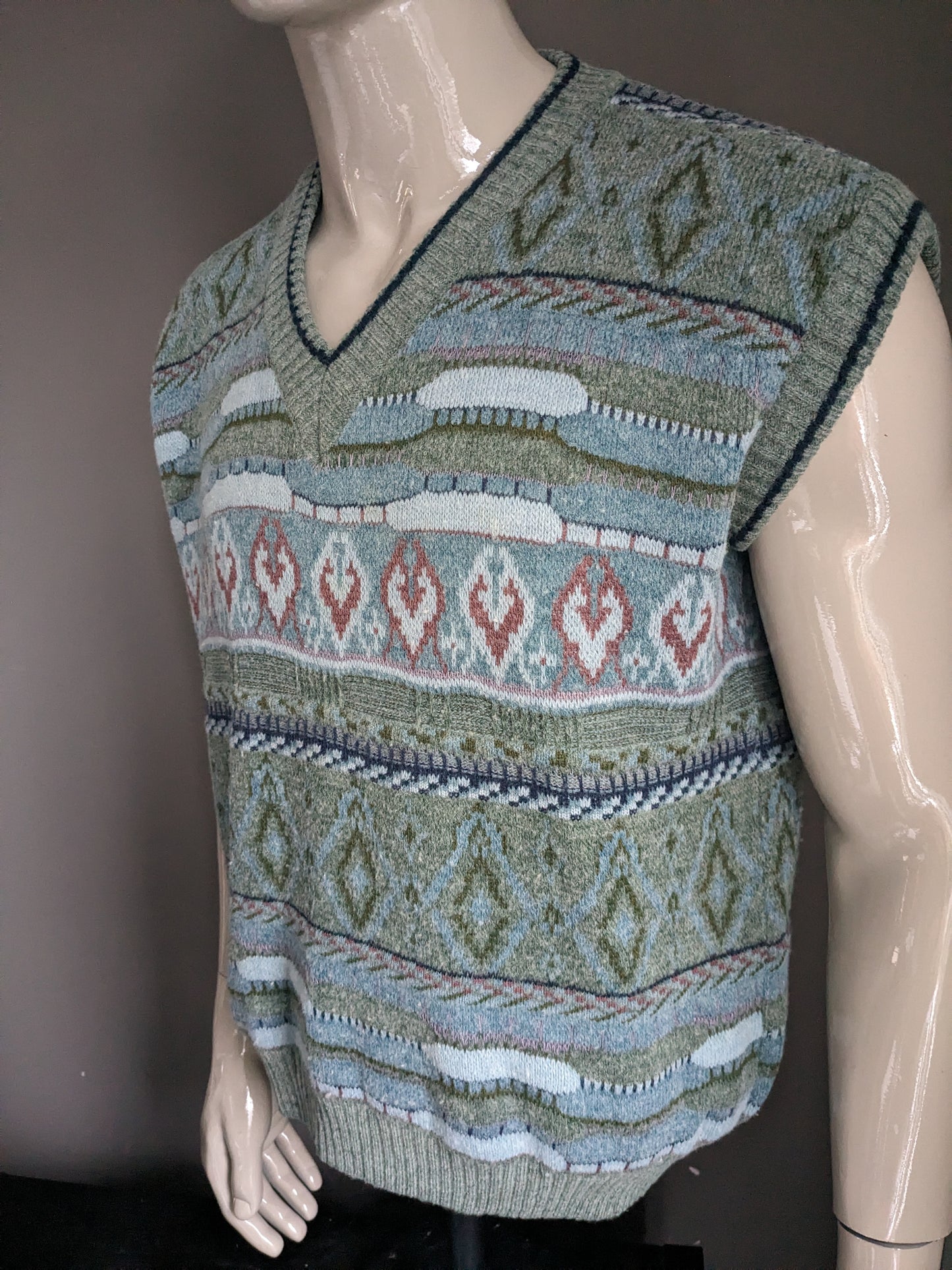 Vintage Yorn Wool Spencer. Azul verde púrpura de color. Tamaño xl. 60% de lana.