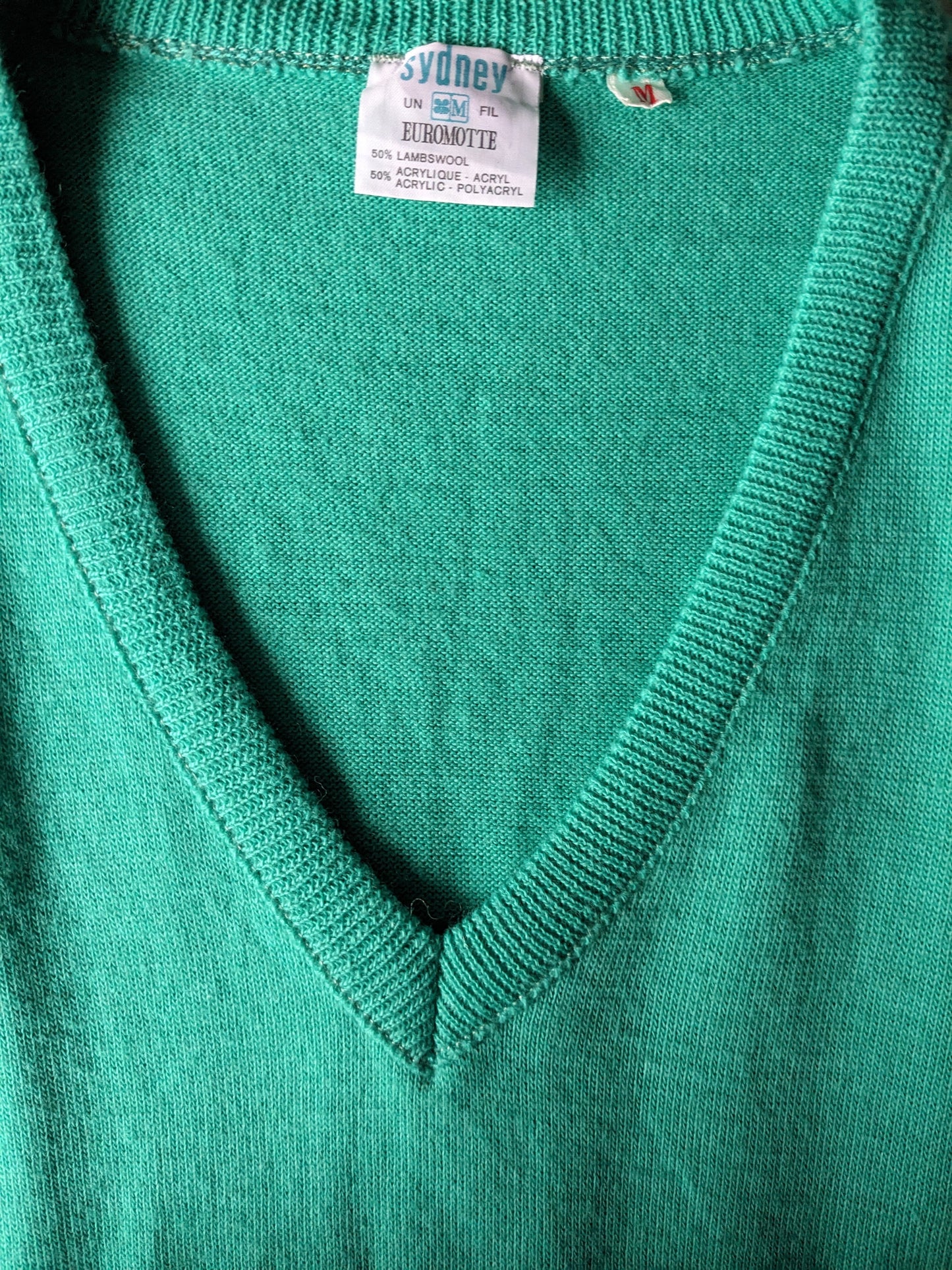 Vintage Sydney Lambwool Spencer. Verde colorato. Taglia M. 50% lana.