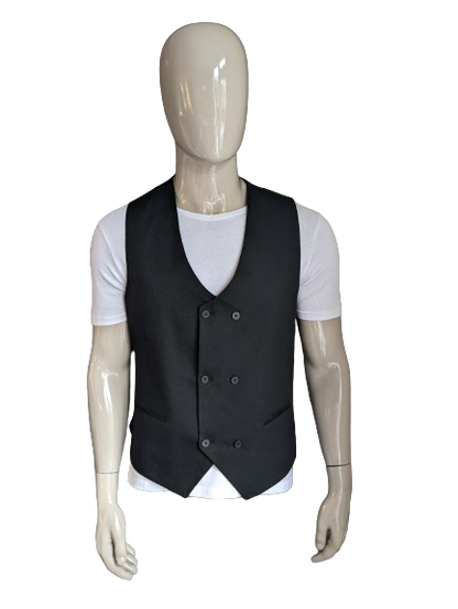 Double Breasted gilet. Zwart motief. Maat XL