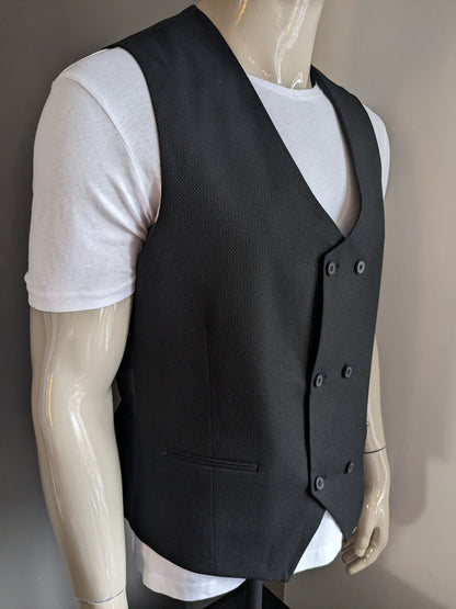 Double Breasted gilet. Zwart motief. Maat XL