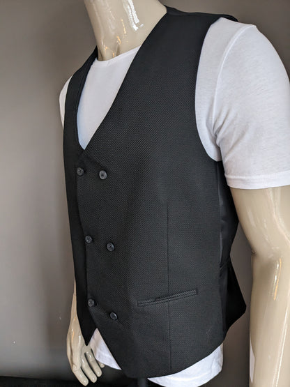 Double Breasted gilet. Zwart motief. Maat XL