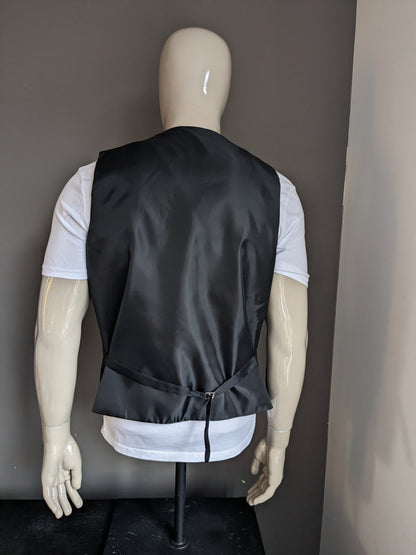 Double Breasted gilet. Zwart motief. Maat XL