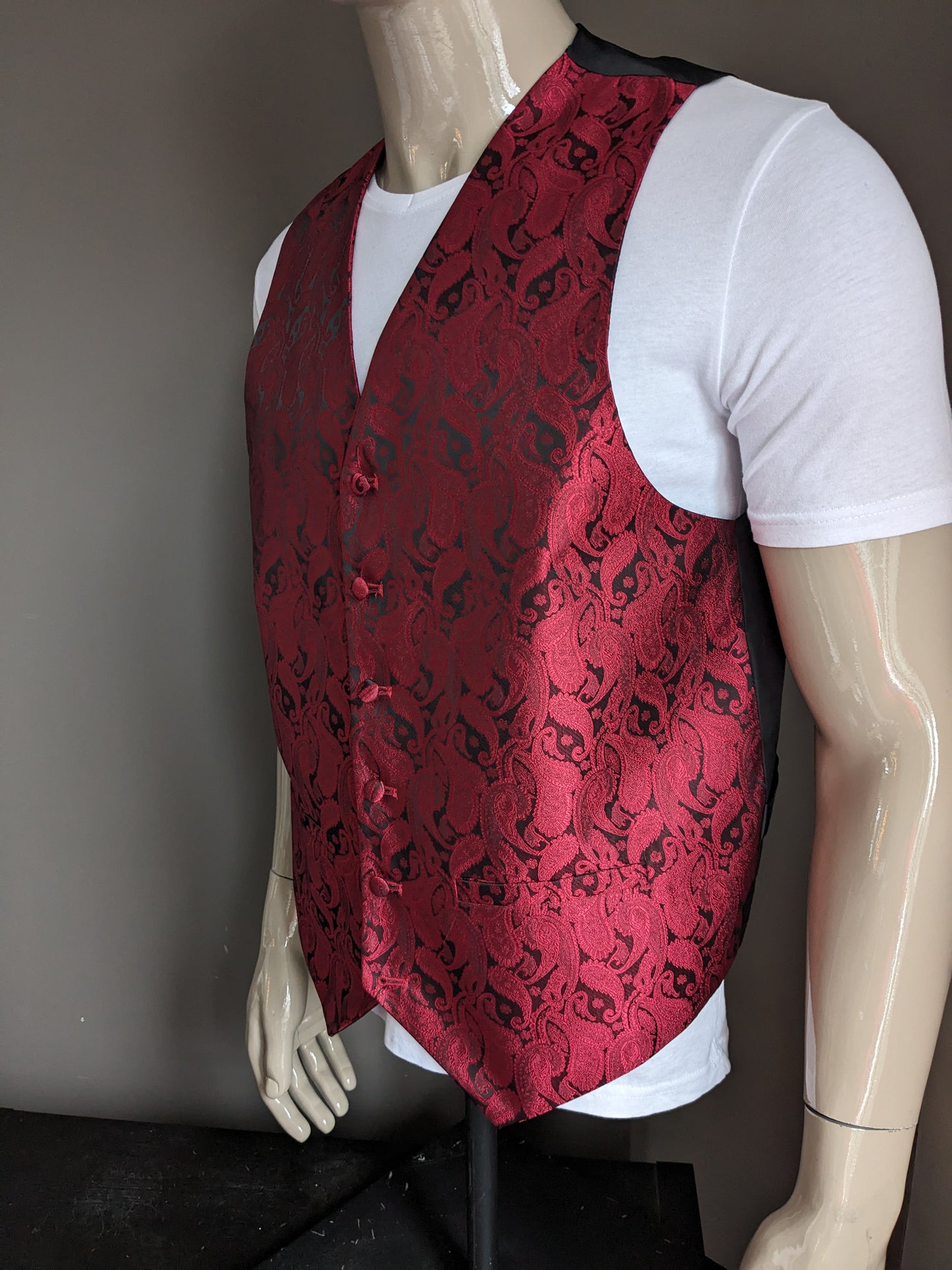 Chaleco VidaXL. Motivo de cachemira brillante en negro rosa. Talla 52/L.