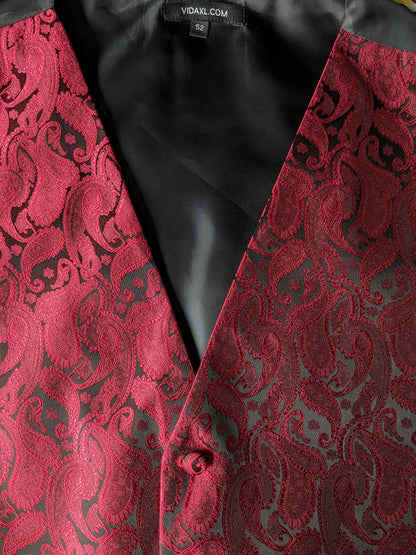 Chaleco VidaXL. Motivo de cachemira brillante en negro rosa. Talla 52/L.