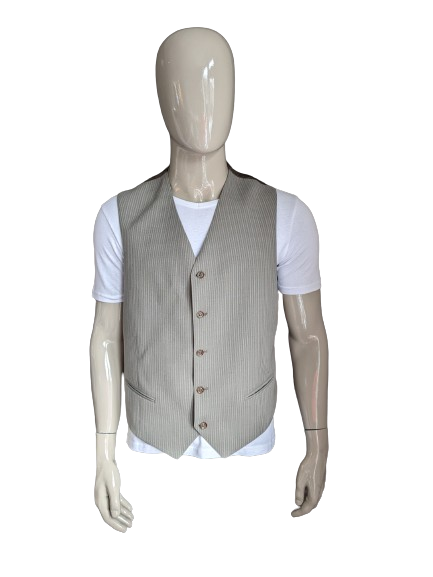Gilet. Gris marron rayé. Taille L.