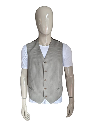 Gilet. Gris marron rayé. Taille L.