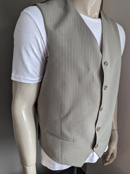 Gilet. Gris marron rayé. Taille L.