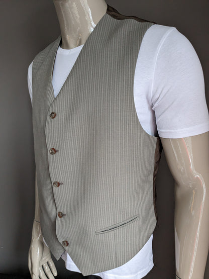Gilet. Gris marron rayé. Taille L.