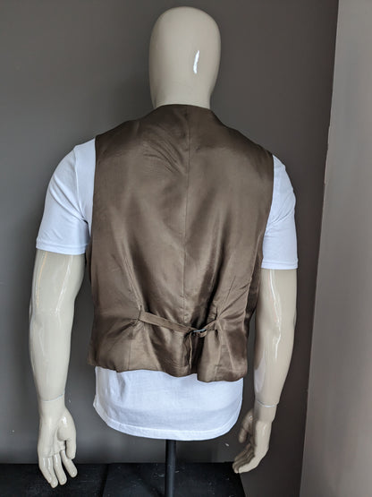 Gilet. Gris marron rayé. Taille L.
