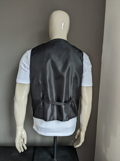 FH Gilet. Beige glanzend gestreept motief. Maat L.