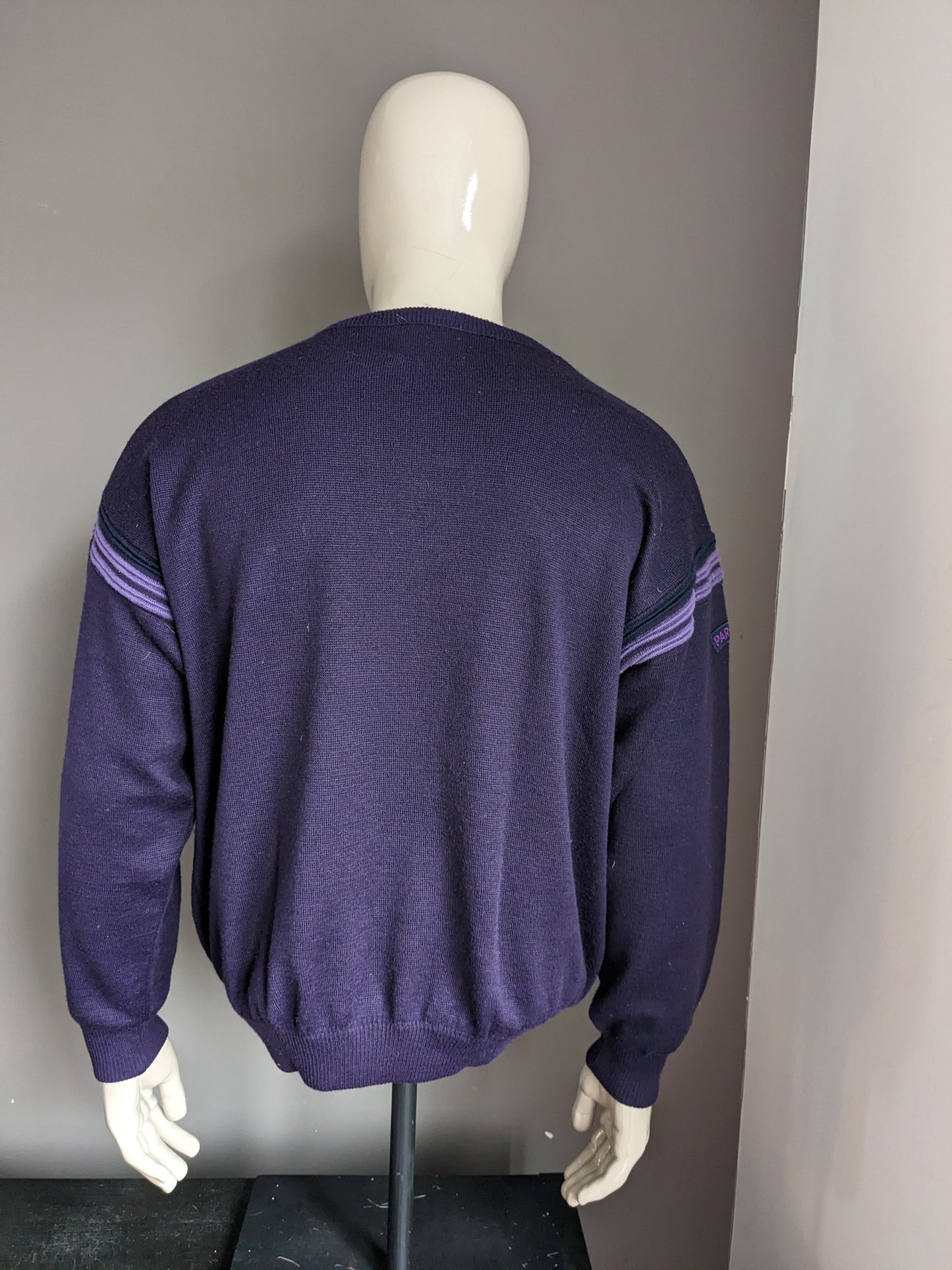 Sighificatore di lana paradiso vintage. Purple scuro colorato. Taglia XL. 50% lana.