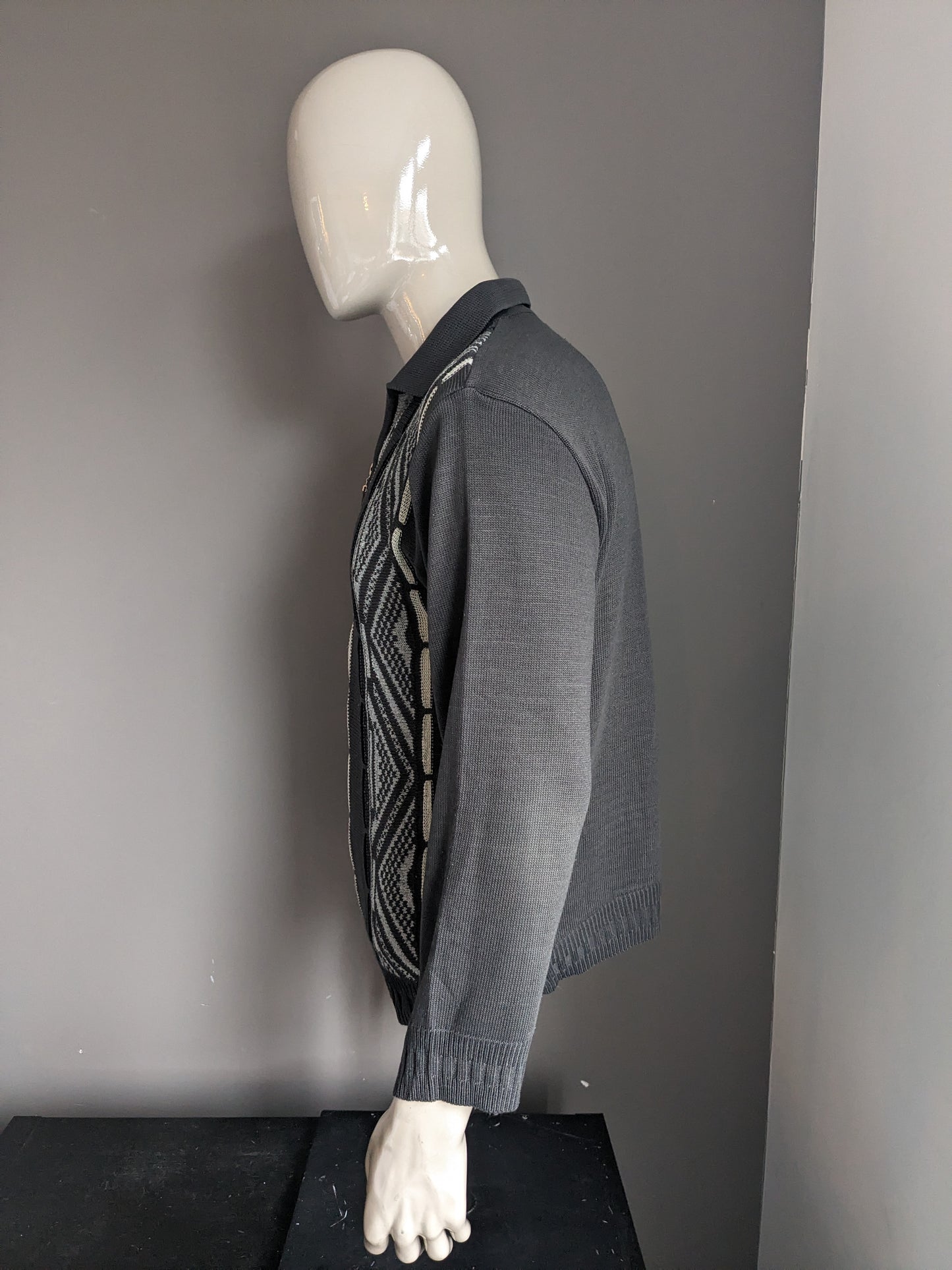 Suéter de sonne vintage con cremallera. Gray Beige de color negro. Talla L.