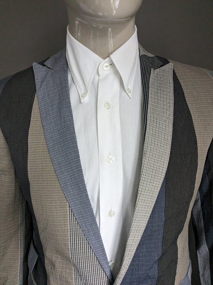 Hans Ubbink jacket. Gray Blue Beige tactile motif. Size 52 / L.