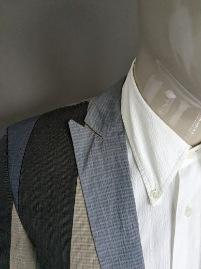 Hans Ubbink jacket. Gray Blue Beige tactile motif. Size 52 / L.