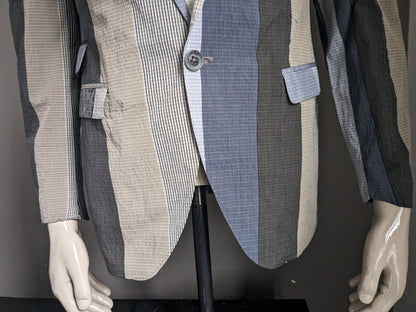 Hans Ubbink jacket. Gray Blue Beige tactile motif. Size 52 / L.