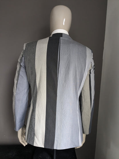 Hans Ubbink jacket. Gray Blue Beige tactile motif. Size 52 / L.