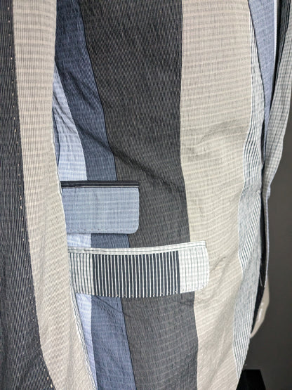 Hans Ubbink jacket. Gray Blue Beige tactile motif. Size 52 / L.