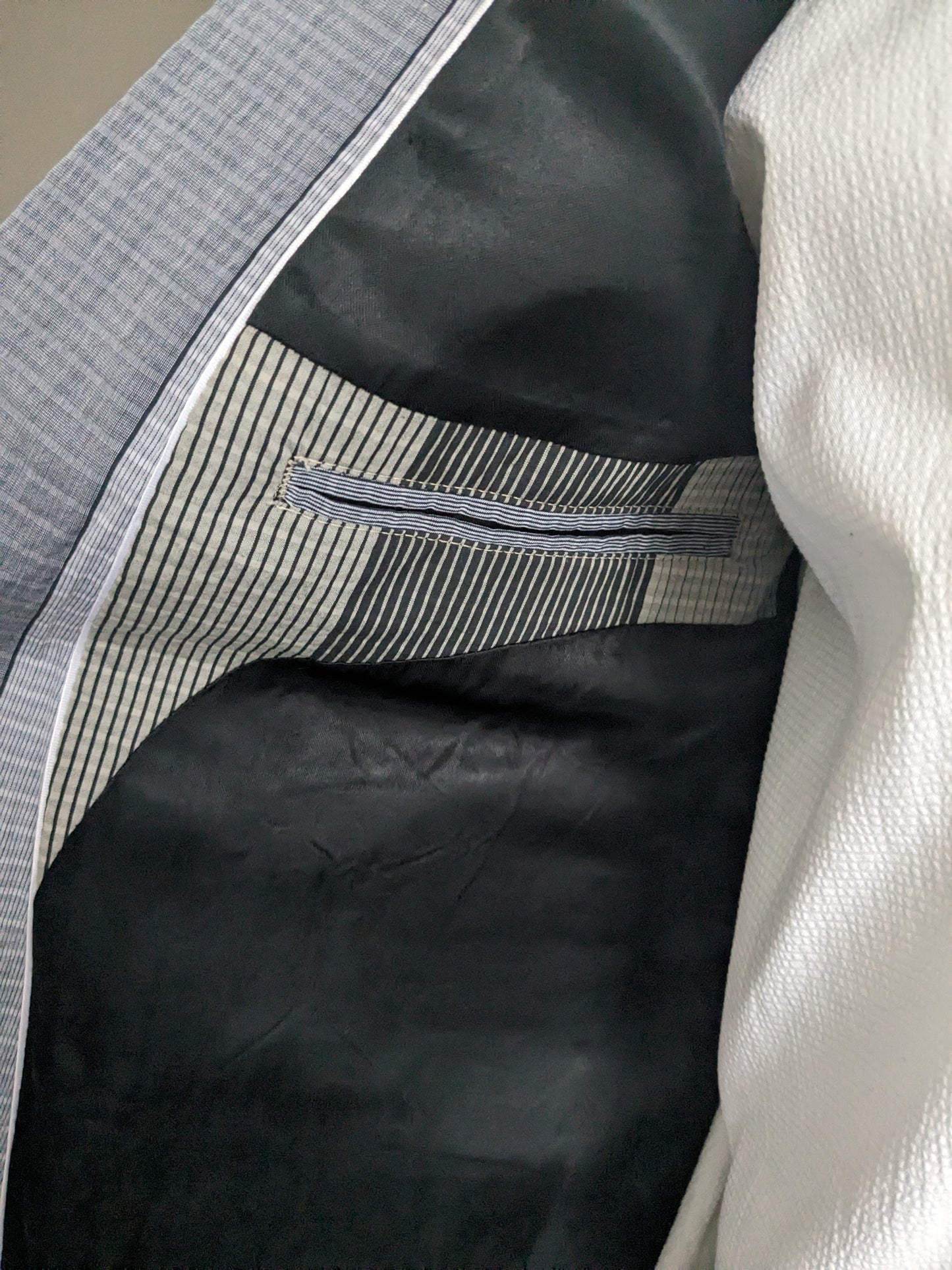 Hans Ubbink jacket. Gray Blue Beige tactile motif. Size 52 / L.
