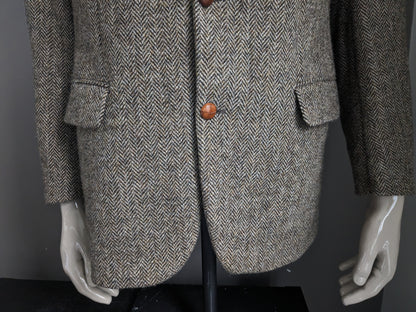 Veda Menswear Harris Tweed colbert. Bruin Beige visgraat motief. Maat 25. (50 / M).
