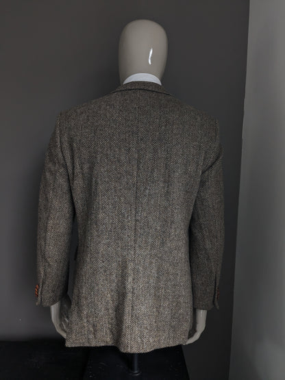 Veda Menswear Harris Tweed colbert. Bruin Beige visgraat motief. Maat 25. (50 / M).