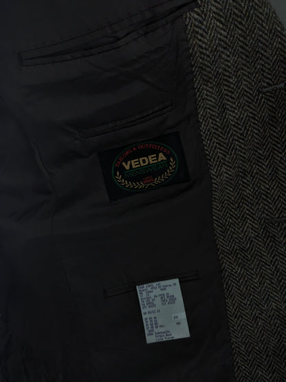 Veda Menswear Harris Tweed colbert. Bruin Beige visgraat motief. Maat 25. (50 / M).