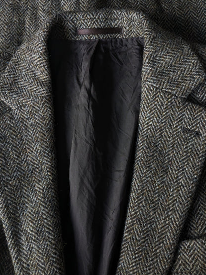 Veda Menswear Harris Tweed colbert. Bruin Beige visgraat motief. Maat 25. (50 / M).