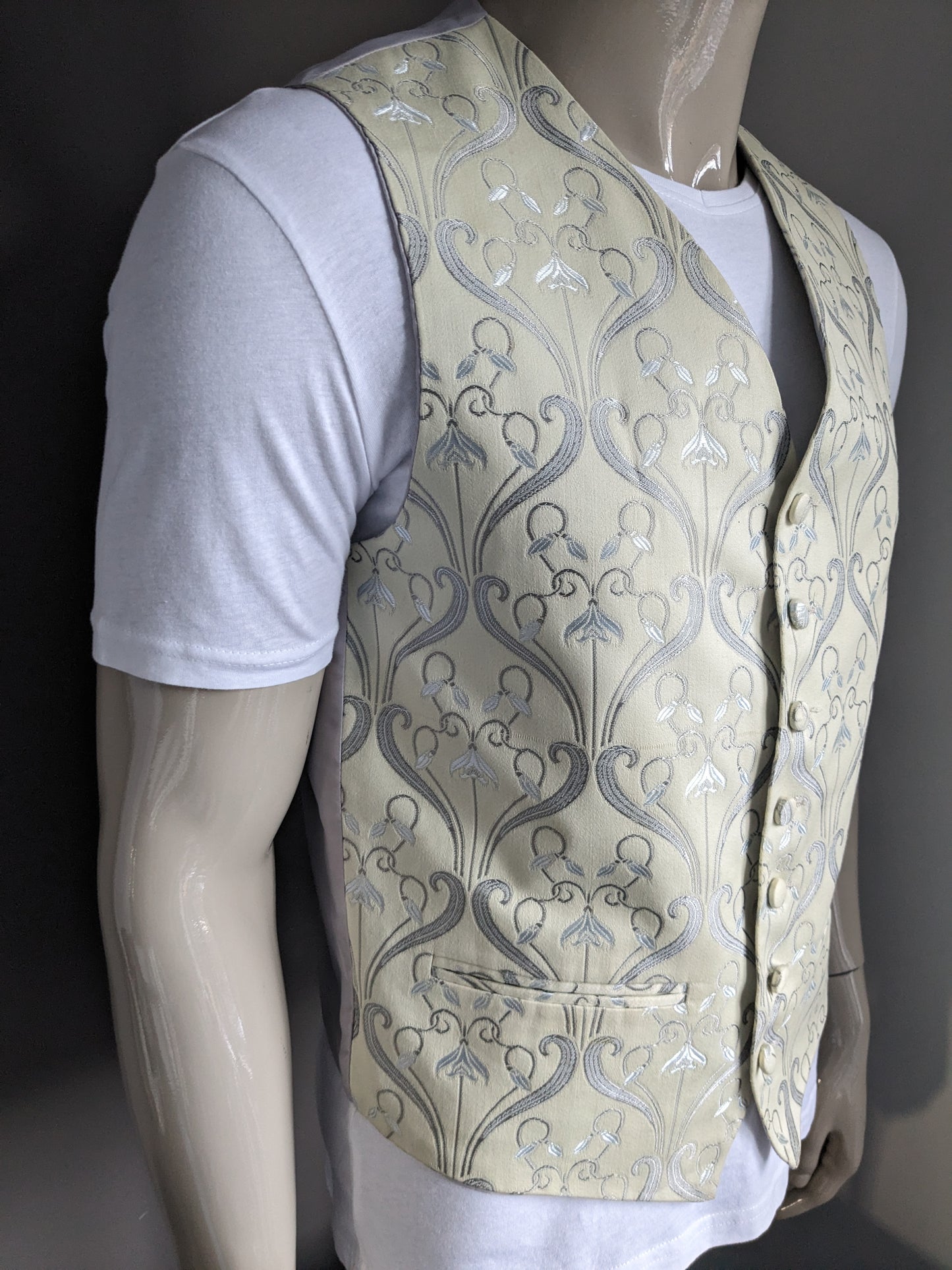 Gilet Pescador. Motif jaune argenté. Taille M.