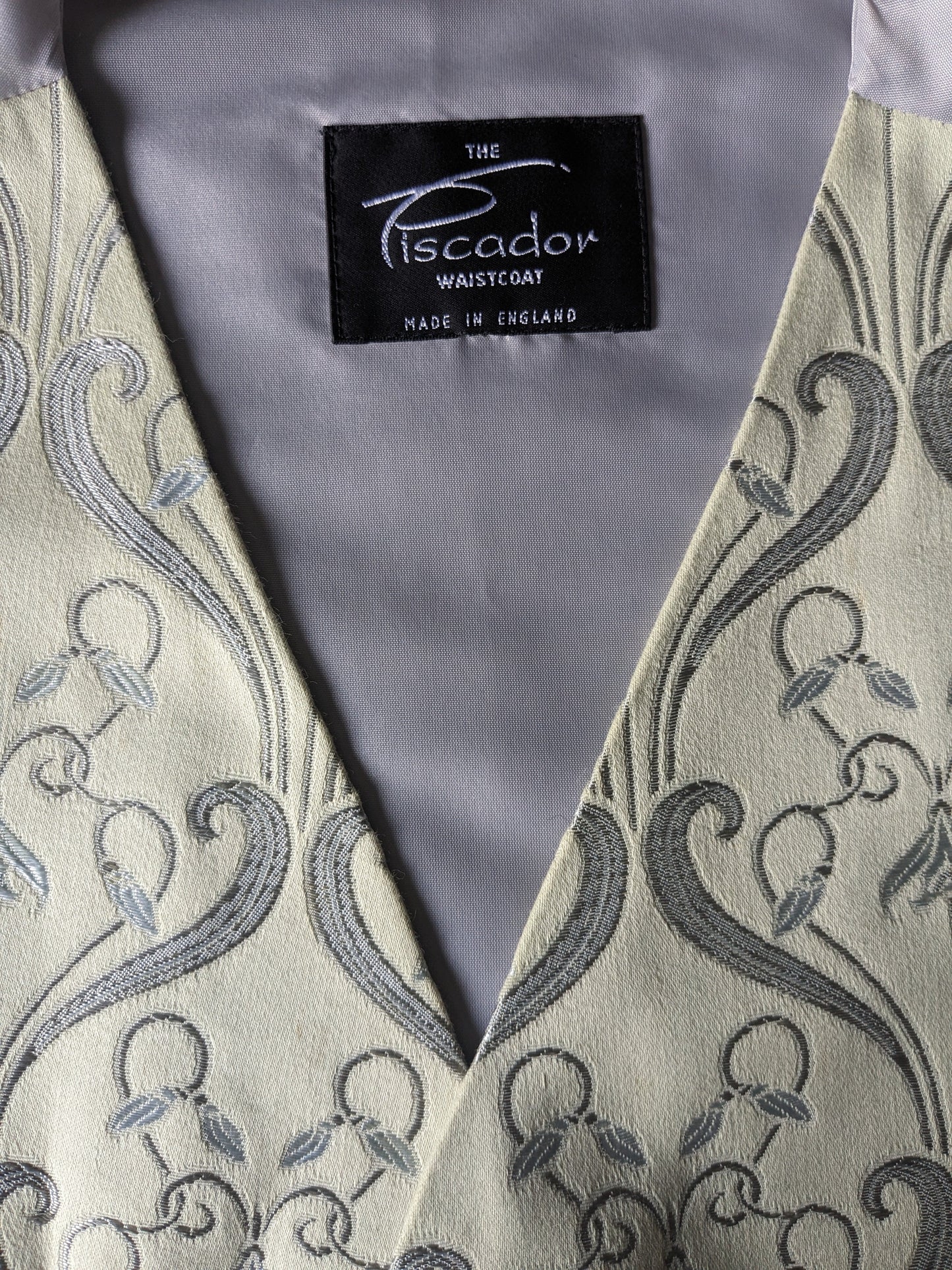 Gilet Pescador. Motif jaune argenté. Taille M.