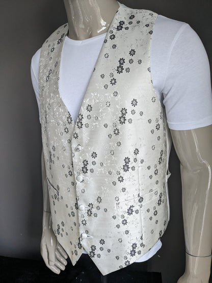 Heirloom waistcoat. Gray White Black floral. Size XL.