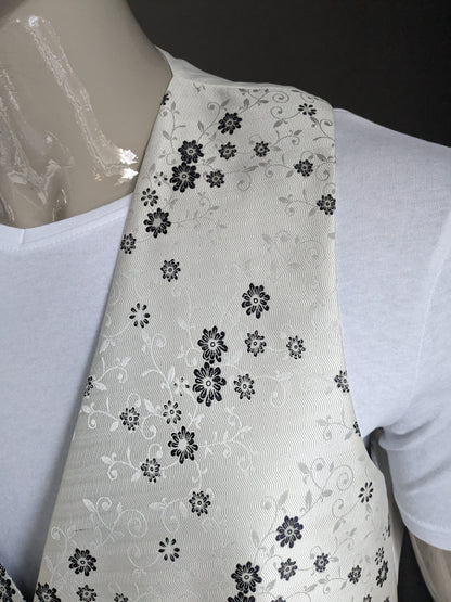 Heirloom waistcoat. Gray White Black floral. Size XL.